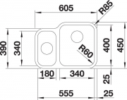 Blanco S-Style 340/180-U Edelstahl Brstfinish, 524275