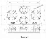 PITT by Reginox Dempo Professional Gas-Modul fr Flaschengasbetrieb, 4 Messing-Brenner