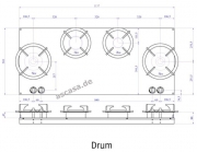 PITT by Reginox Drum Professional Gas-Modul fr Flaschengasbetrieb, 4 Messing-Brenner