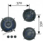 PITT by Reginox Cima XL Professional Gas-Modul fr Flaschengasbetrieb, 3 Messing-Brenner