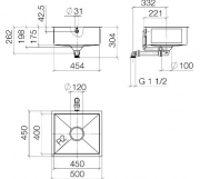 Dornbracht Einzelbecken Unterbau, glasiert Stahl, schwarz matt, 45 x 40 cm, 38450002-71