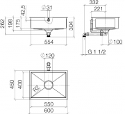 Dornbracht Einzelbecken Unterbau, glasiert Stahl, wei matt, 55 x 40 cm, 38550002-62