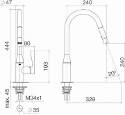 Dornbracht Sync Pull-Down Einhebelmischer mit Brausefunktion, Hochdruck, dark Platin matt, 33870895-99
