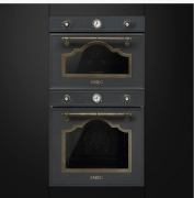 SMEG SF750AO Nostalgie-Einbaubackofen, 60cm, Anthrazit-Messing, Energieeffizienzklasse: A, mit 5 Jahren Garantie!