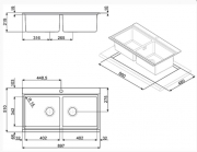 SMEG LRX902DE Einbau-Doppelsple, Edelstahl, Restyling Linea Design, 90cm, reversibel