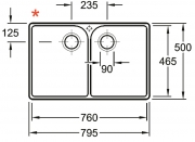 Villeroy & Boch Splstein 80 X Doppelbecken, Farbe S5 Ebony, Premiumline