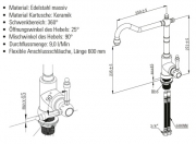Villeroy & Boch Armatur Avia, Edelstahl massiv gebrstet, 924000LC