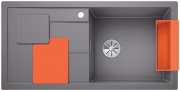 Blanco Sity XL 6 S Einbausple, Zubehr orange, Farbe alumetallic, InFino Ablauf, 525058