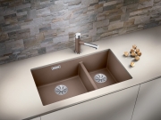 Blanco Subline 430/270-U Silgranit PuraDur 2, Farbe jasmin, InFino Ablauf, 523156