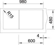 Blanco Lexa 6 S Silgranit PuraDur 2, Farbe perlgrau, InFino Ablauf, 524933