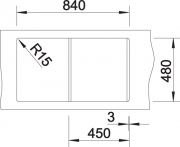 Blanco Lexa 45 S Silgranit PuraDur 2, Farbe jasmin, InFino Ablauf, 524905