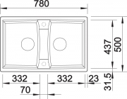 Blanco Lexa 8 Silgranit PuraDur 2, Farbe muskat, InFino Ablauf, 524958