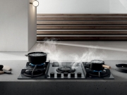 Elica Nikolatesla Flame BL/F/88 Gaskochfeld mit Dunstabzug, schwarzes Glas, PRF0147741. Mit 5 Jahren Garantie!