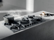 Elica Nikolatesla Flame GR/F/88 Gaskochfeld mit Dunstabzug, graues Glas, PRF0147743. Mit 5 Jahren Garantie!