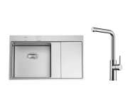 Naber-CONTURA� Arcano 1 Einbausp�le, Edelstahl, Becken links, Set inkl. Armatur, 1041033