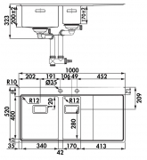 Naber-CONTURA� Arcano 2 Einbausp�le, Edelstahl, Becken rechts, Set inkl. Armatur, 1041060
