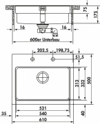 Rieber waterstation cubic 600 light, Flachrand, Set inkl. Armatur, 1041280