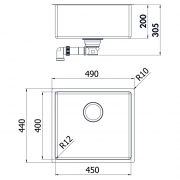 Naber Corno PF5, Set inkl. Armatur, Einzelbecken 1041111