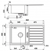 Naber-CONTURA Ondas 1 Einbausple, Set inkl. Armatur, 1041024
