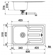 Naber-CONTURA Patio 1 Einbausple, Edelstahl, 1014010