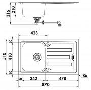 Naber-CONTURA Patio 2 Einbausple, Set inkl. Armatur, 1041030