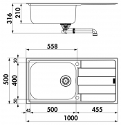 Naber-CONTURA� Riva 3 Einbausp�le, Edelstahl, 1014022