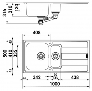 Naber-CONTURA Riva 4 Einbausple, Edelstahl, 1014023