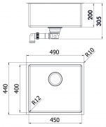 Naber Corno U5 Unterbaubecken, Einzelbecken 1013036