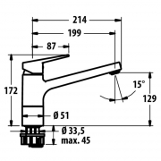 Hansa Twist, Festauslauf chrom Niederdruck, 5028013