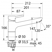 Hansa Vantis, Festauslauf chrom Hochdruck, 5028014
