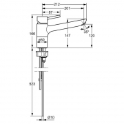 Hansa Vantis, Festauslauf chrom Niederdruck, 5028015