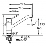 Hansa Primo, Festauslauf chrom Niederdruck, 5028017