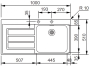 Franke Epos EOX 211 SlimTop, Edelstahlsple, Becken rechts, 127.0380.300