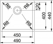 Franke Planar 8 PEX 110-45, Unterbaubecken, Edelstahl Glatt, 122.0197.884