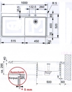 Franke Mythos MMX 211, SlimTop Becken, MIT INTEGRAL-ABLAUF, Becken rechts, 127.0380.450