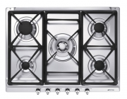 SMEG SDR70XG5 Gaskochfeld, Regler Frontal, 5 kW Brenner, Edelstahl, 70 cm